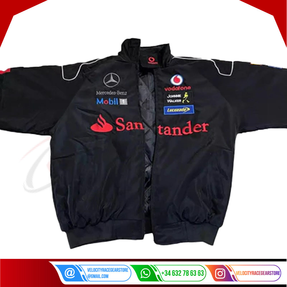 Vintage Mercedes-Benz F1 Embroidered Retro Racing Jacket - Velocity Racegear-Vintage Mercedes-Benz F1 Embroidered Retro Racing Jacket - Velocity Racegear-F1 jacket