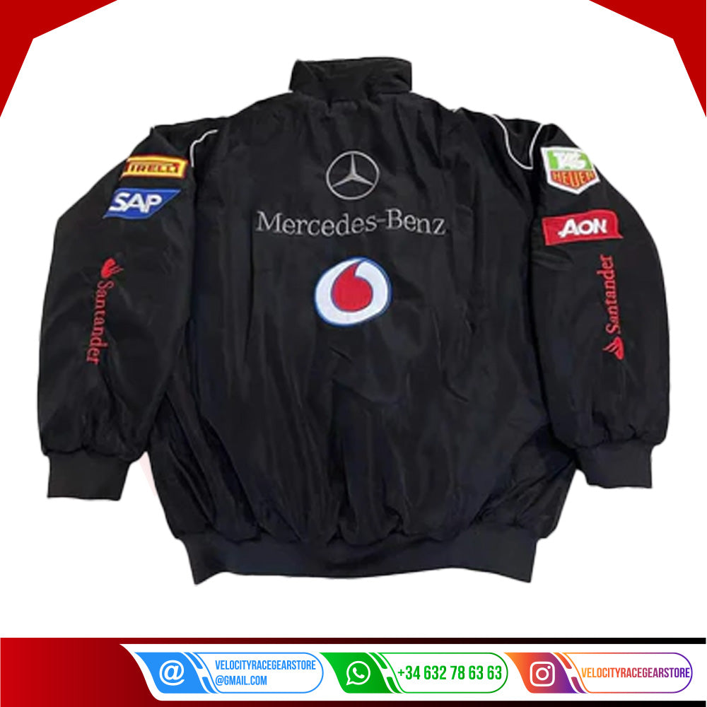 Vintage Mercedes-Benz F1 Embroidered Retro Racing Jacket - Velocity Racegear-Vintage Mercedes-Benz F1 Embroidered Retro Racing Jacket - Velocity Racegear-F1 jacket