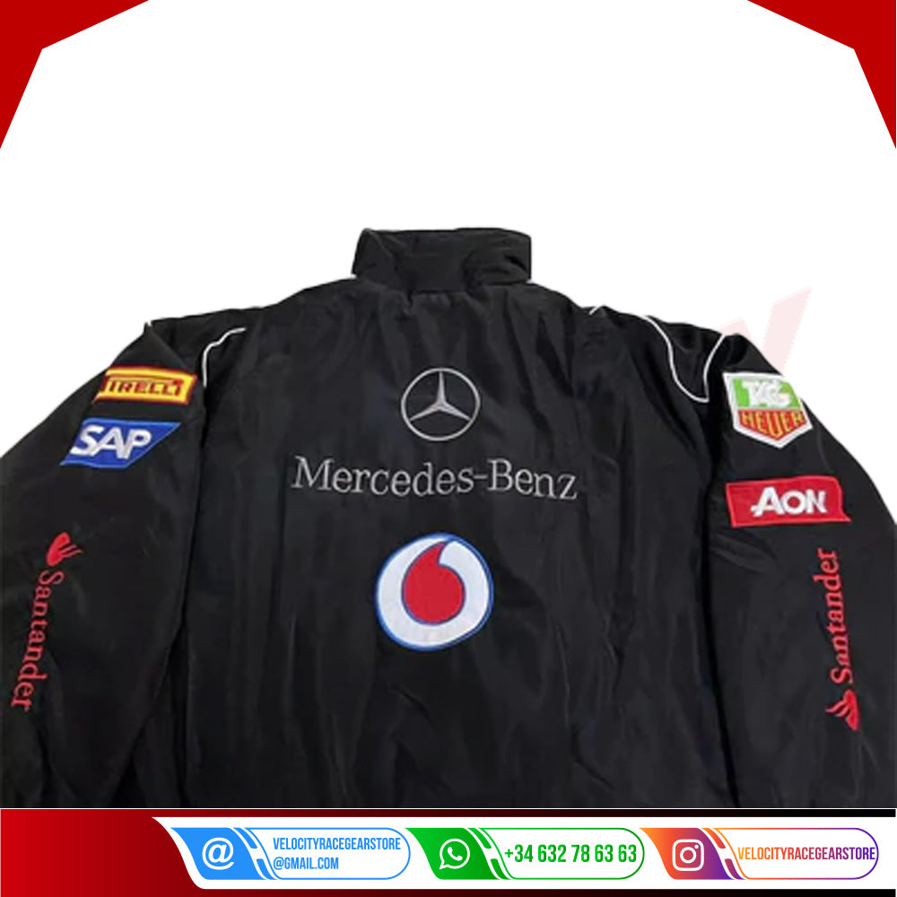 Vintage Mercedes-Benz F1 Embroidered Retro Racing Jacket - Velocity Racegear-Vintage Mercedes-Benz F1 Embroidered Retro Racing Jacket - Velocity Racegear-F1 jacket